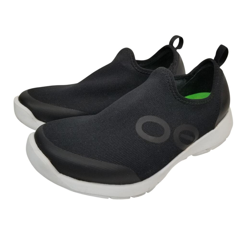Oofos Women's OOmg Sport Low Shoe Sneakers Black White Size 7